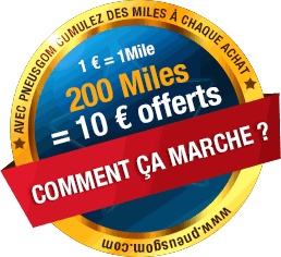 Avec Pneusgom cumulez des Miles à chauqe achat.200 Miles = 10 € offerts !